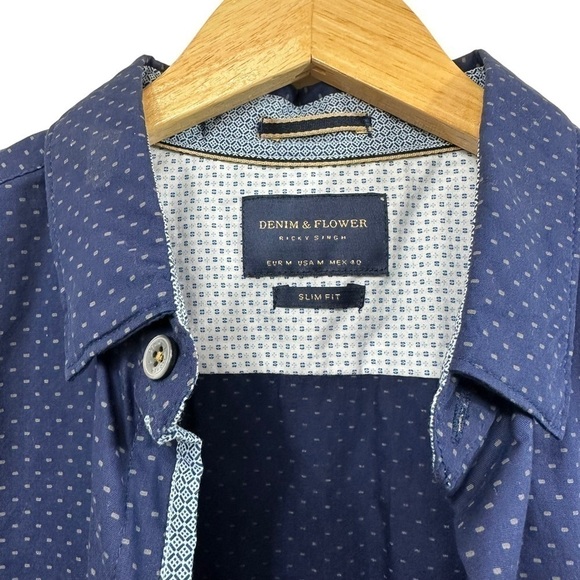 Denim & Flower Navy Casual Button Down Shirt, M - Picture 4 of 7